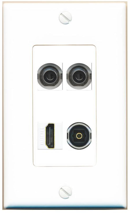 RiteAV 2 3.5mm HDMI TOSLINK Wall Plate [White]