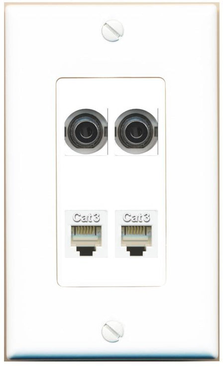 RiteAV 2 3.5mm 2 PHONE Wall Plate [White]