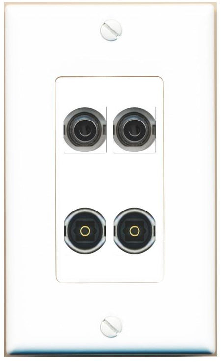 RiteAV 2 3.5mm 2 TOSLINK Wall Plate [White]
