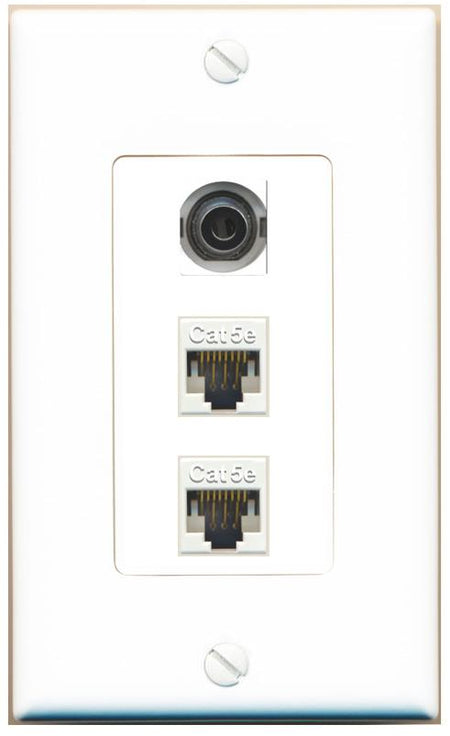 3.5mm 2 CAT5E Wall Plate [White]