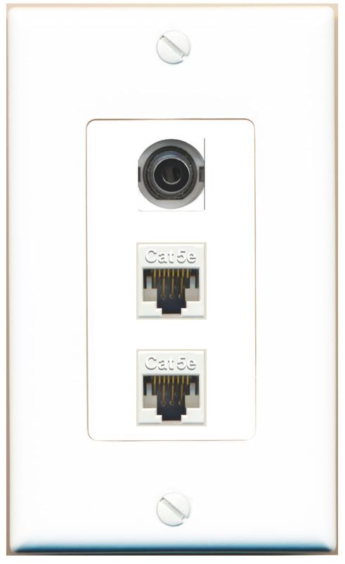 3.5mm 2 CAT5E Wall Plate [White]