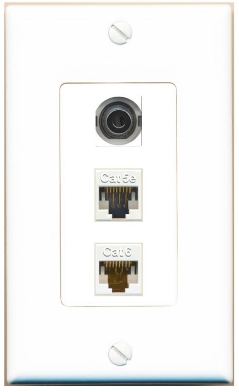 3.5mm CAT5E CAT6 Wall Plate [White]