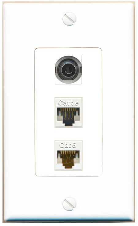 3.5mm CAT5E CAT6 Wall Plate [White]