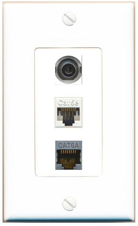 3.5mm CAT5E CAT6A Wall Plate [White]