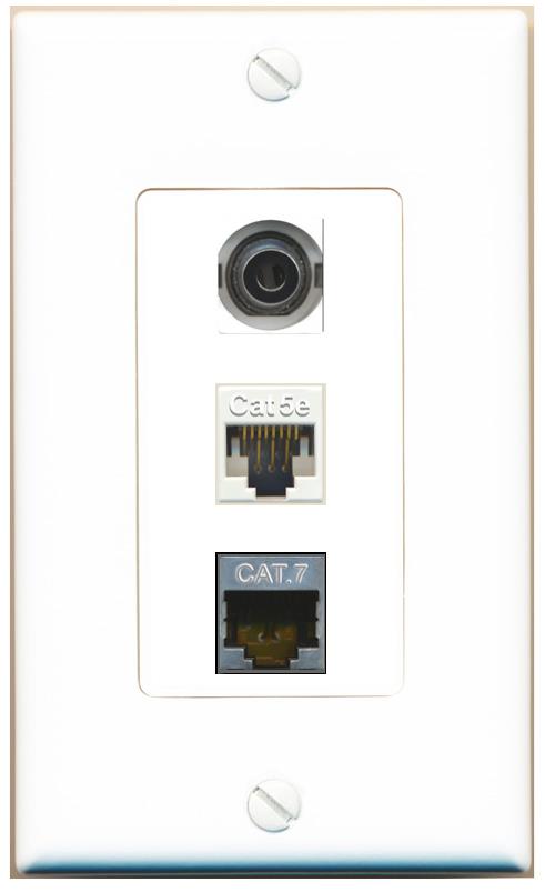 3.5mm CAT5E CAT7 Wall Plate [White]
