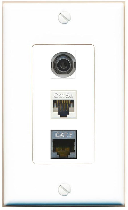 3.5mm CAT5E CAT7 Wall Plate [White]