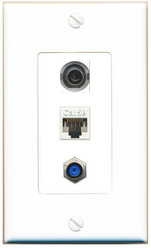 3.5mm CAT5E F81 Wall Plate [White]