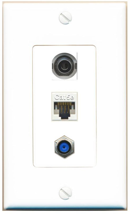 3.5mm CAT5E F81 Wall Plate [White]