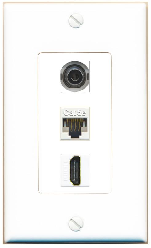 3.5mm CAT5E HDMI Wall Plate [White]