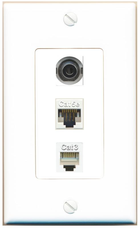 3.5mm CAT5E PHONE Wall Plate [White]