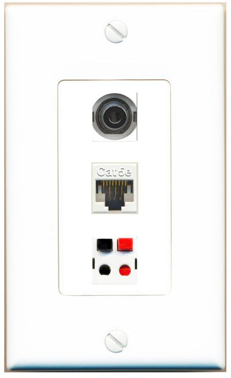3.5mm CAT5E SPEAKER Wall Plate [White]