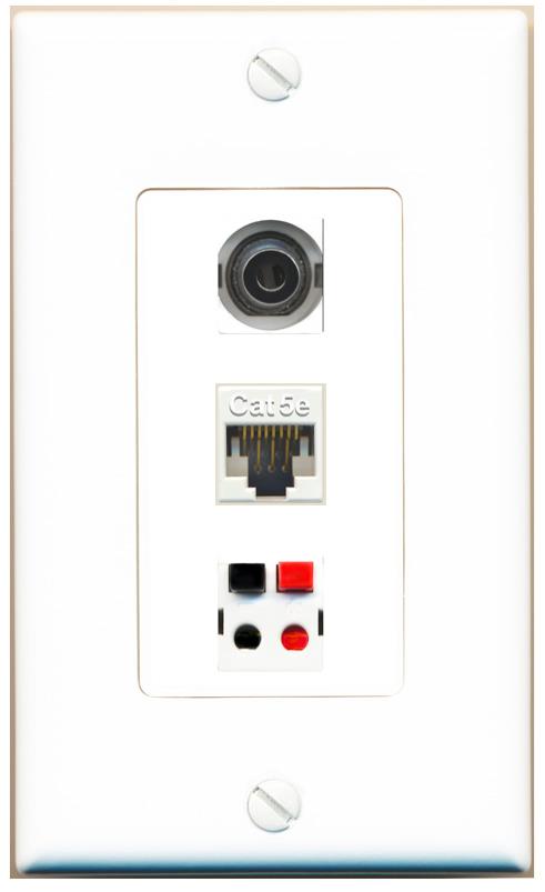 3.5mm CAT5E SPEAKER Wall Plate [White]