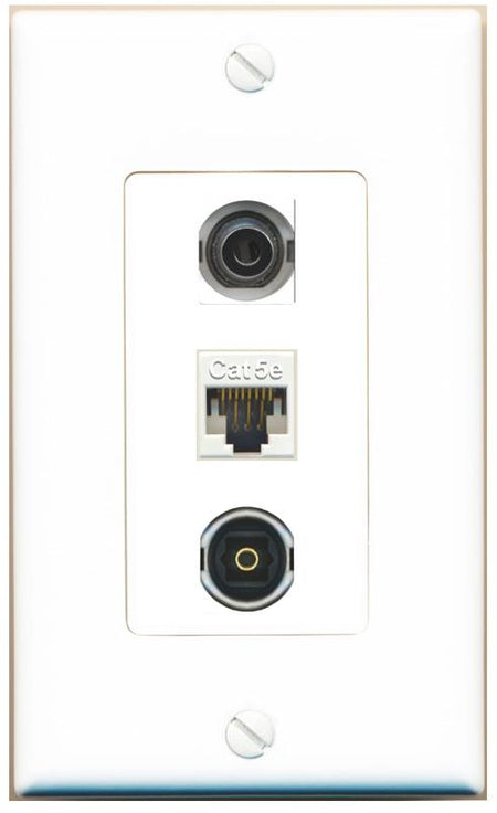 3.5mm CAT5E TOSLINK Wall Plate [White]
