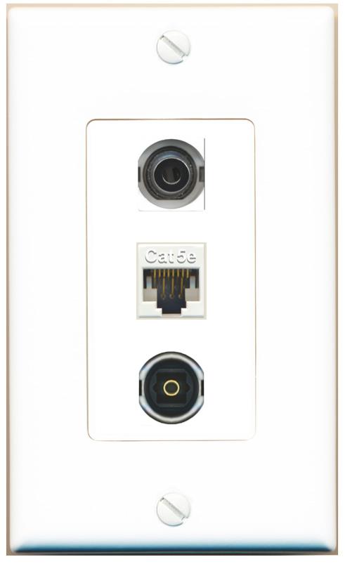 3.5mm CAT5E TOSLINK Wall Plate [White]