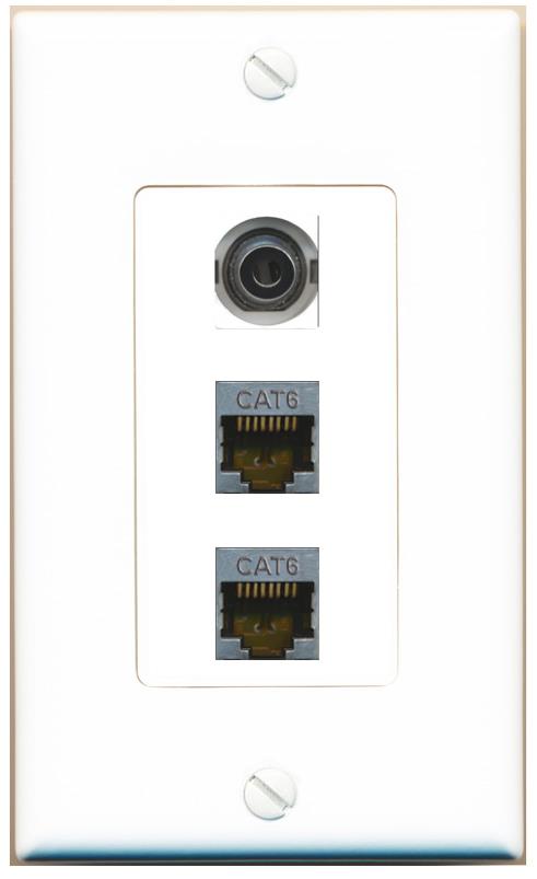 3.5mm 2 CAT6-SHIELDED Wall Plate [White]