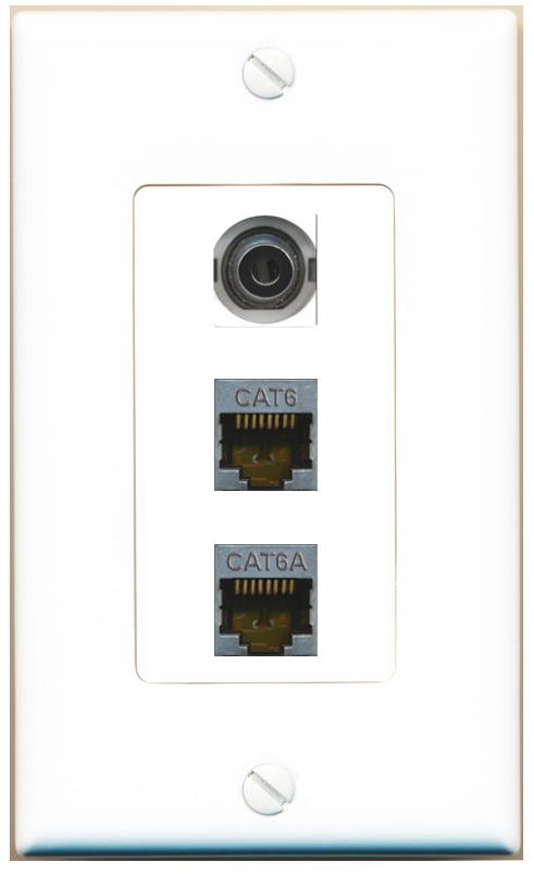 3.5mm CAT6-SHIELDED CAT6A Wall Plate [White]