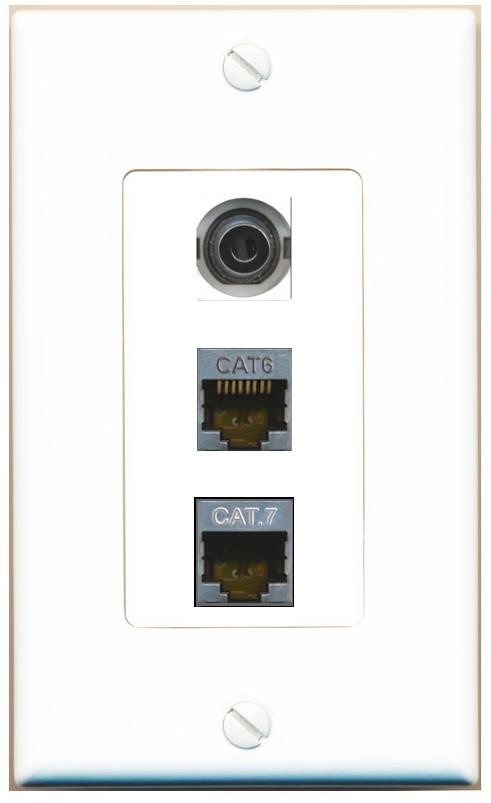 3.5mm CAT6-SHIELDED CAT7 Wall Plate [White]