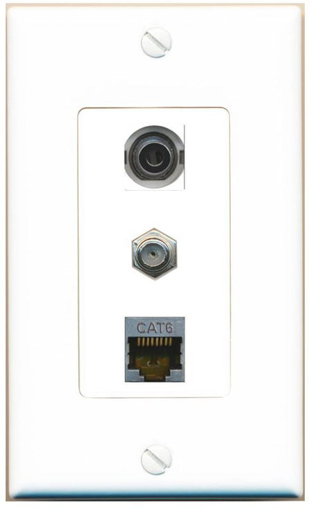 3.5mm CAT6-SHIELDED COAX Wall Plate [White]