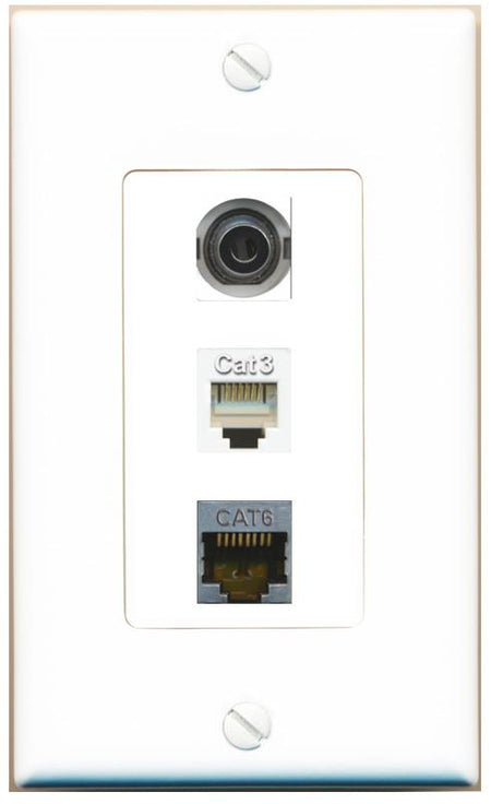 3.5mm CAT6-SHIELDED PHONE Wall Plate [White]