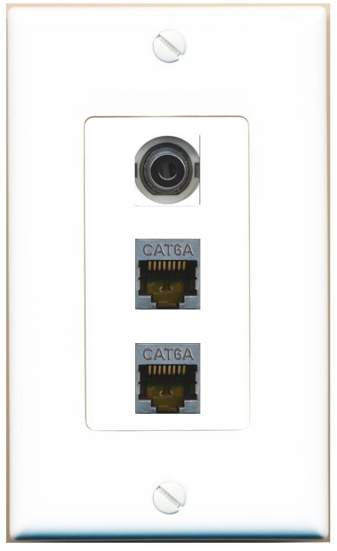 3.5mm 2 CAT6A Wall Plate [White]
