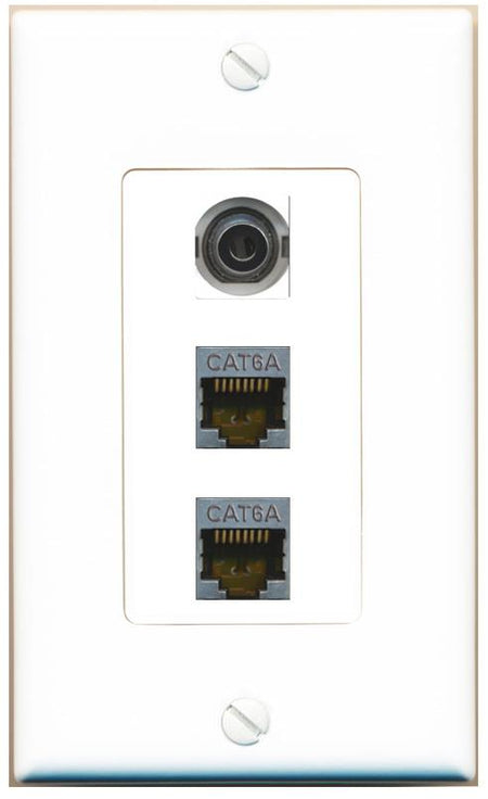 3.5mm 2 CAT6A Wall Plate [White]