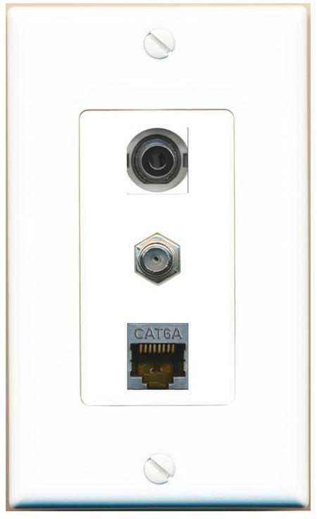 3.5mm CAT6A COAX Wall Plate [White]