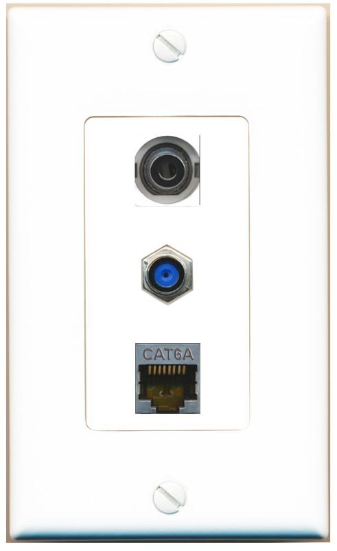 3.5mm CAT6A F81 Wall Plate [White]