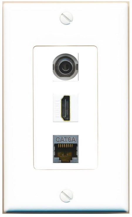 3.5mm CAT6A HDMI Wall Plate [White]