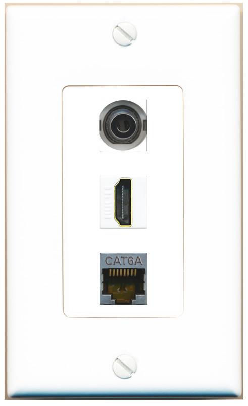 3.5mm CAT6A HDMI Wall Plate [White]