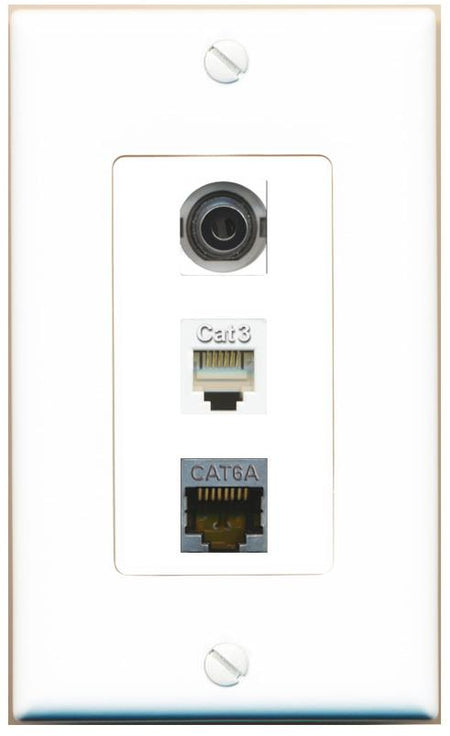 3.5mm CAT6A PHONE Wall Plate [White]