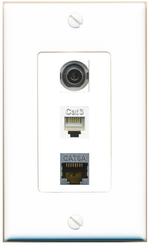 3.5mm CAT6A PHONE Wall Plate [White]