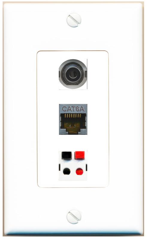 3.5mm CAT6A SPEAKER Wall Plate [White]