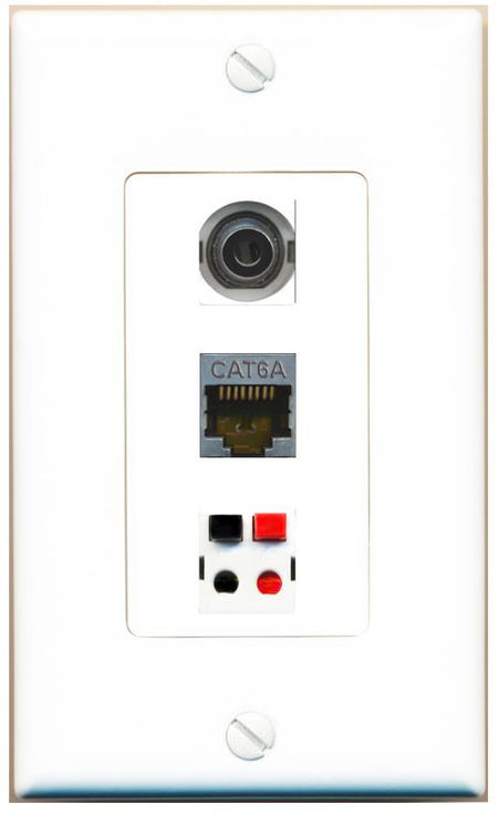 3.5mm CAT6A SPEAKER Wall Plate [White]
