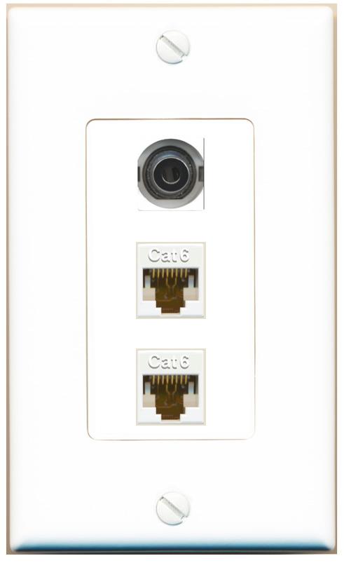 3.5mm 2 CAT6 Wall Plate [White]