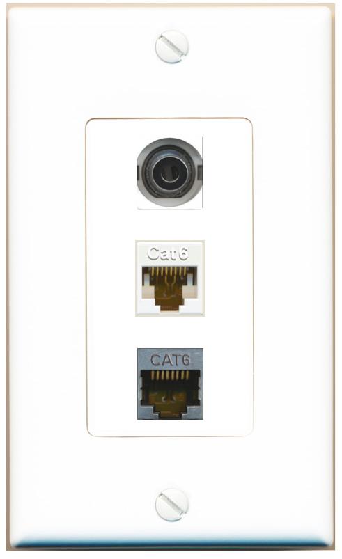 3.5mm CAT6 CAT6-SHIELDED Wall Plate [White]