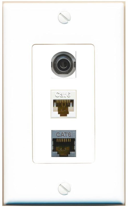 3.5mm CAT6 CAT6-SHIELDED Wall Plate [White]