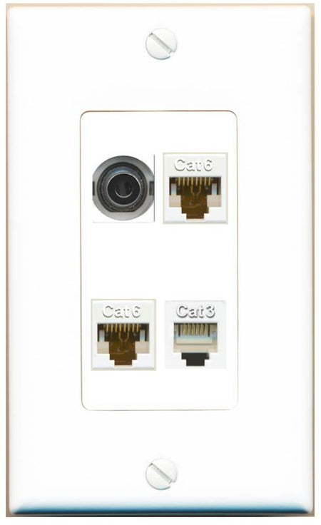 RiteAV 3.5mm 2 CAT6 PHONE Wall Plate [White]