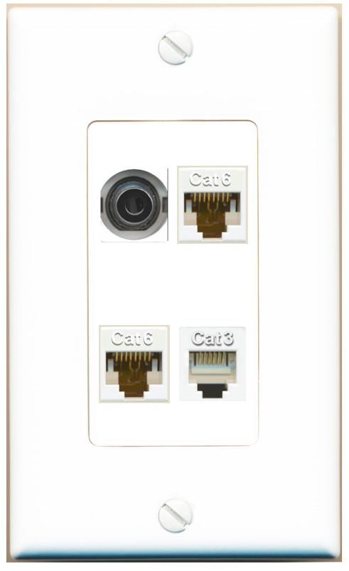 RiteAV 3.5mm 2 CAT6 PHONE Wall Plate [White]