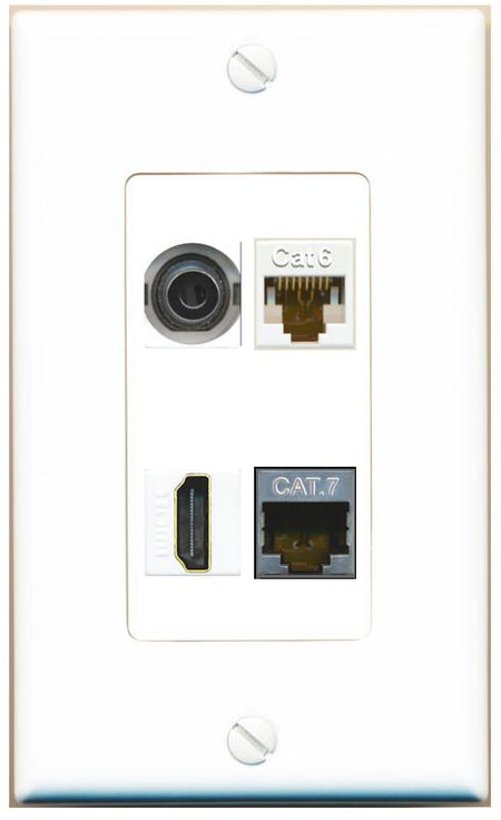 RiteAV 3.5mm CAT6 CAT7 HDMI Wall Plate [White]
