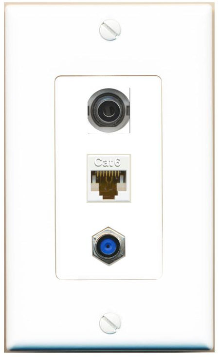 3.5mm CAT6 F81 Wall Plate [White]