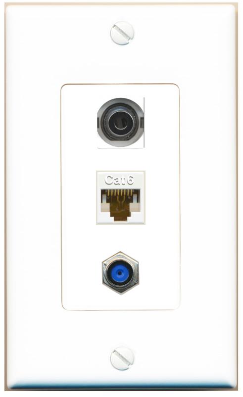 3.5mm CAT6 F81 Wall Plate [White]