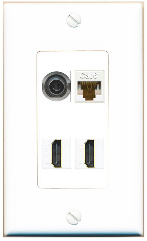 RiteAV 3.5mm CAT6 2 HDMI Wall Plate [White]