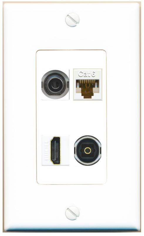 RiteAV 3.5mm CAT6 HDMI TOSLINK Wall Plate [White]