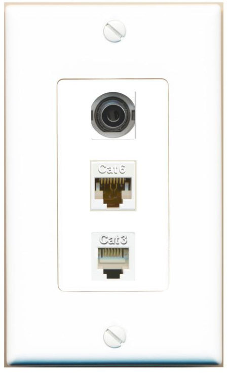 3.5mm CAT6 PHONE Wall Plate [White]