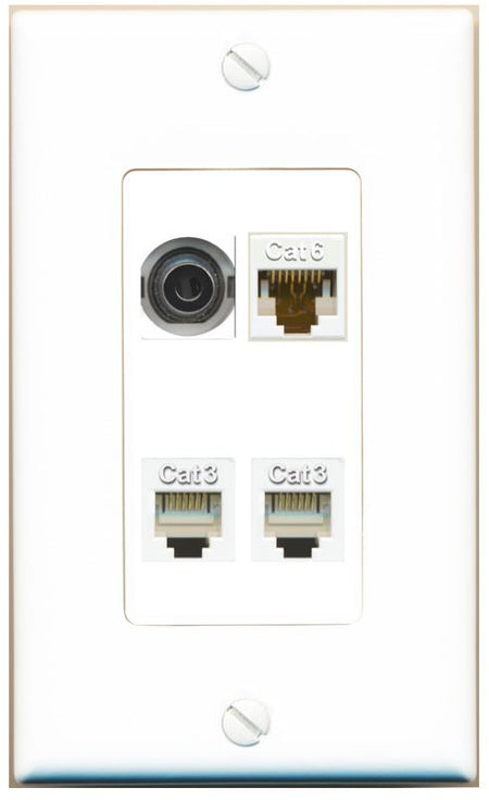 RiteAV 3.5mm CAT6 2 PHONE Wall Plate [White]