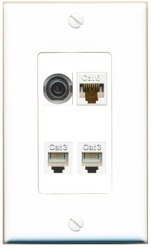 RiteAV 3.5mm CAT6 2 PHONE Wall Plate [White]