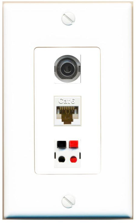3.5mm CAT6 SPEAKER Wall Plate [White]