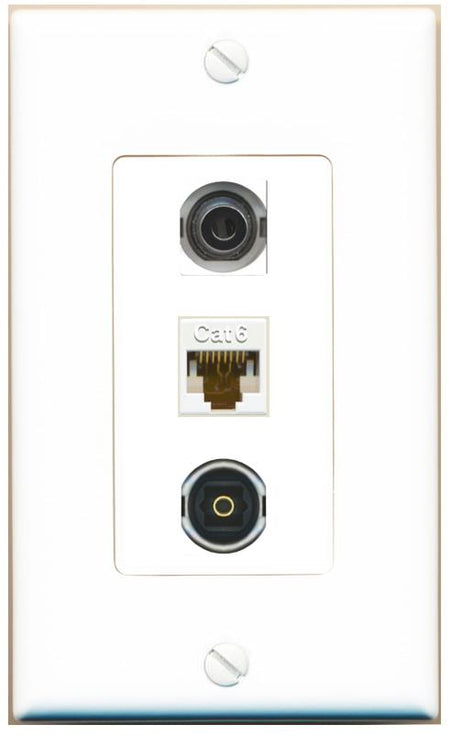 3.5mm CAT6 TOSLINK Wall Plate [White]