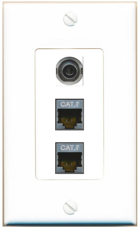 3.5mm 2 CAT7 Wall Plate [White]