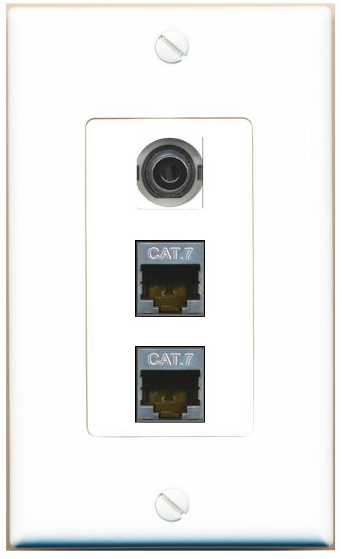 3.5mm 2 CAT7 Wall Plate [White]